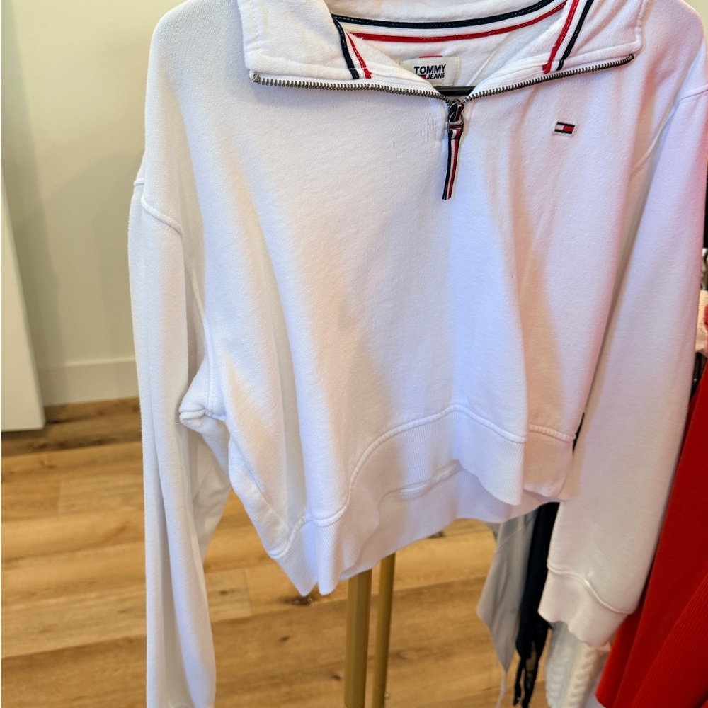 Tommy Hilfiger White Quarter-Zip Pullover